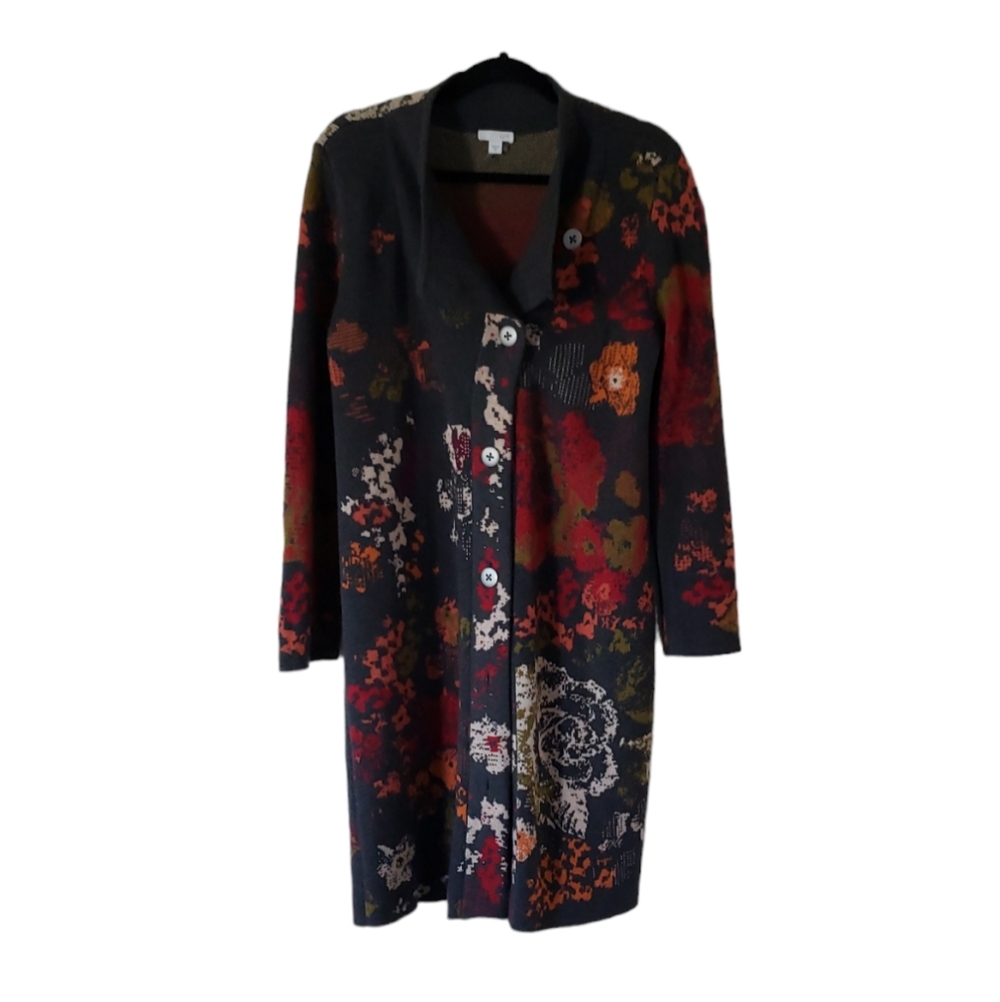 J Jill Madison Womens Cardigan Sweater Duster Knit Floral Boho Wool Alpaca Sz XS - Picture 2 of 12
